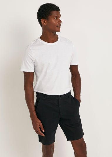 Black Straight Fit Chino Shorts