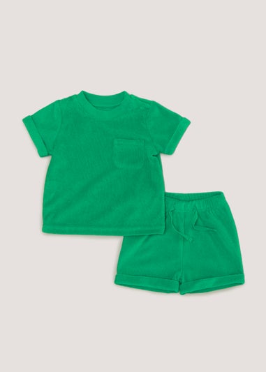 Baby Green Towelling Top & Shorts Set (Newborn-23mths)