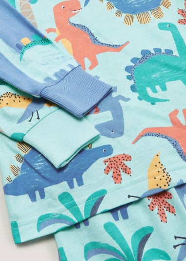 Boys 2 Pack Blue Dinosaur Pyjama Sets (9mths-5yrs)
