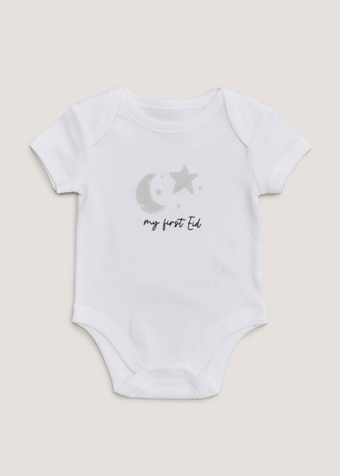 Baby White My First Eid Bodysuit (Newborn-3mths)