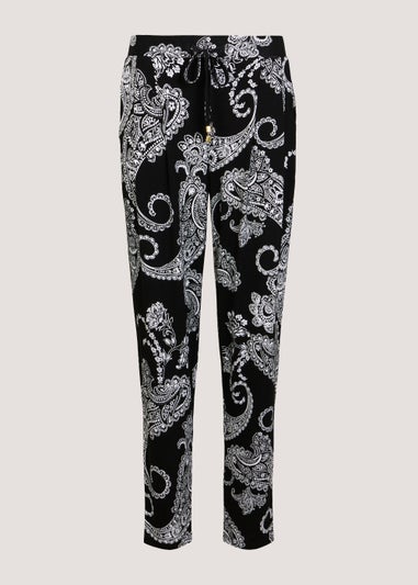 Papaya Petite Black Paisley Print Harem Leggings