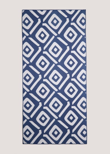 Blue Geometric Microfibre Beach Towel (150cm x 70cm)