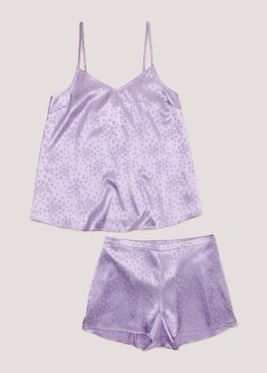 Lilac Floral Jacquard Cami Pyjama Set