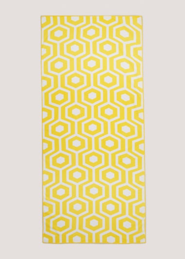 Yellow Geo Microfibre Beach Towel (150cm x 70cm)