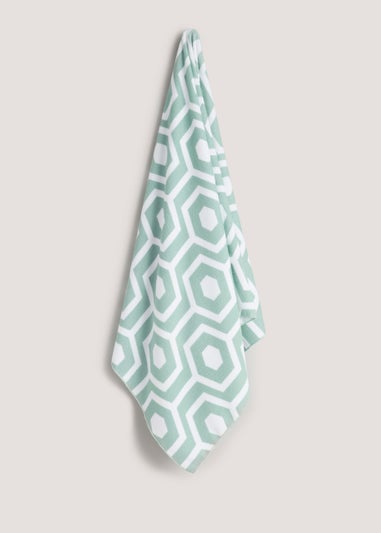 Teal Geo Microfibre Beach Towel (150cm x 70cm)