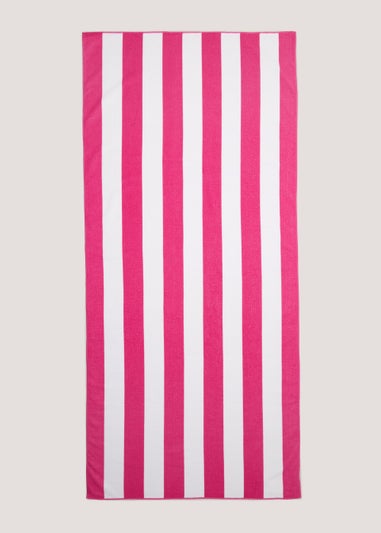 Pink Stripe Microfibre Beach Towel (150cm x 70cm)