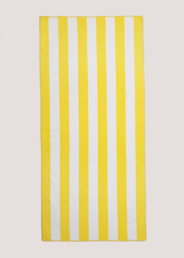 Yellow Stripe Microfibre Beach Towel (150cm x 70cm)