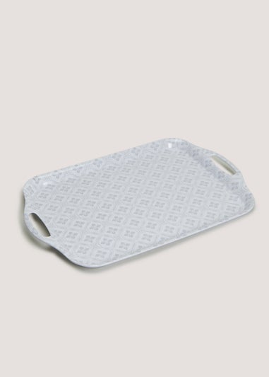 Grey Geo Print Melamine Tray (48cm x 32.5cm)