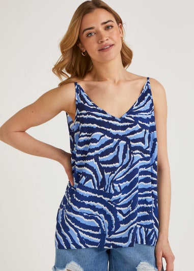 Papaya Petite Blue Zebra Print Cami Top