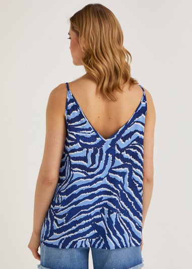 Papaya Petite Blue Zebra Print Cami Top