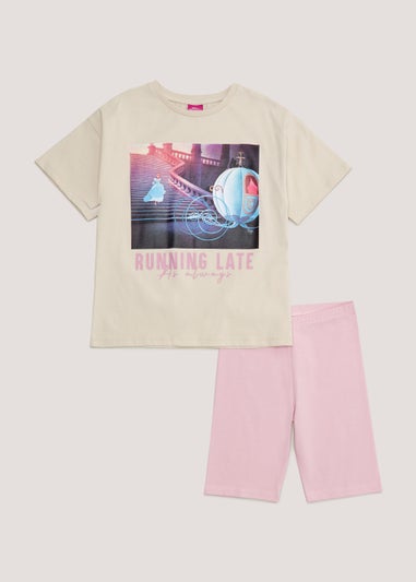 Kids Beige Disney Cinderella T-Shirt & Shorts Set (4-11yrs)