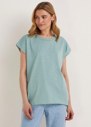 Mint Essential Longline Cotton T-Shirt