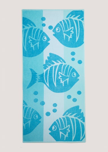 Light Blue Fish Beach Towel (150cm x 70cm)