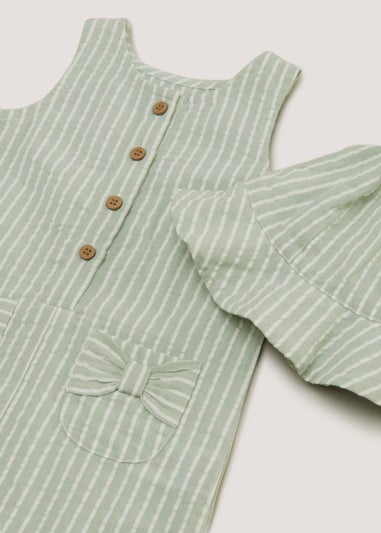Baby Green Stripe Romper & Hat Set (Newborn-18mths)
