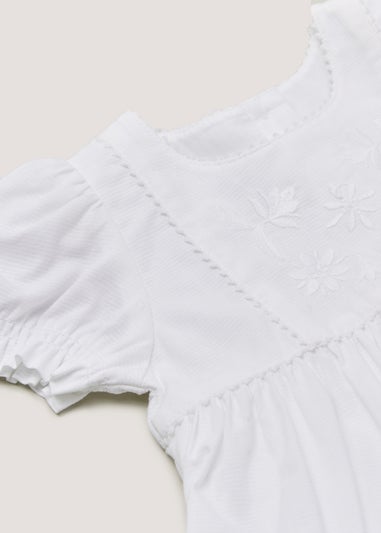 Baby White Jacquard Dress & Knickers Set (Newborn-18mths)