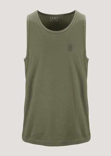 Khaki Jersey Ringer Vest Top