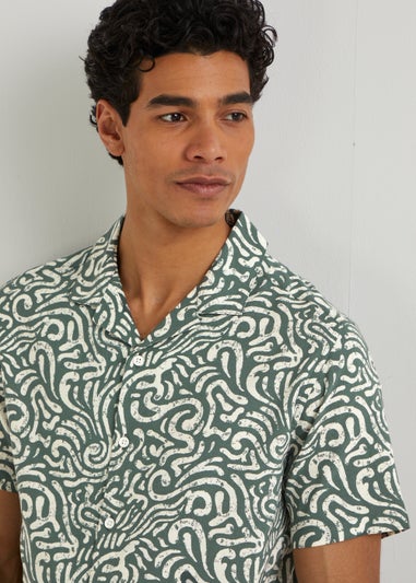 Khaki Print Short Sleeve Co-Ord Shirt