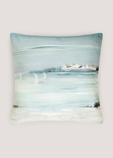 Blue Harbour Scene Cushion (43cm x 43cm)