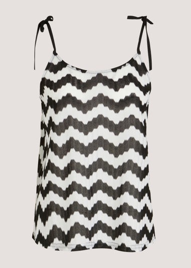 White & Black Zigzag Co-Ord Beach Top