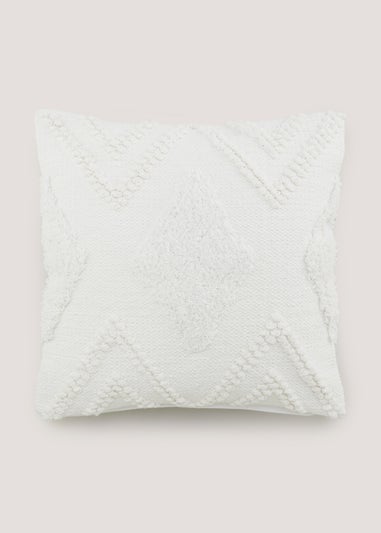 White Tufted Bobble Cushion (43cm x 43cm)