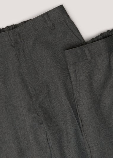 Boys 2 Pack Grey Classic Fit Longer Length School Trousers (3-13yrs)