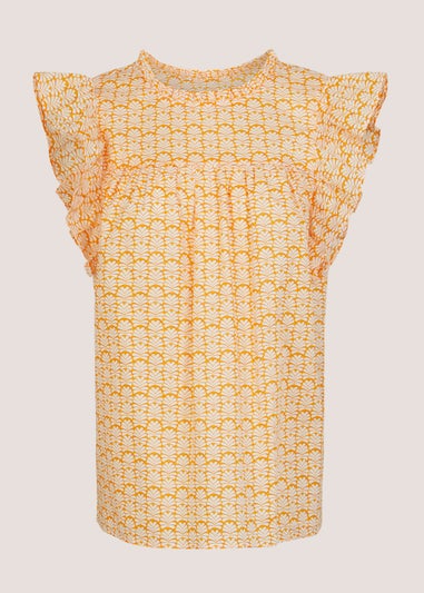 Yellow Frill Sleeveless Blouse