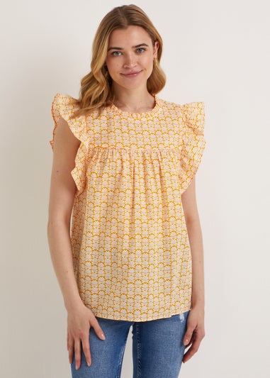 Yellow Frill Sleeveless Blouse