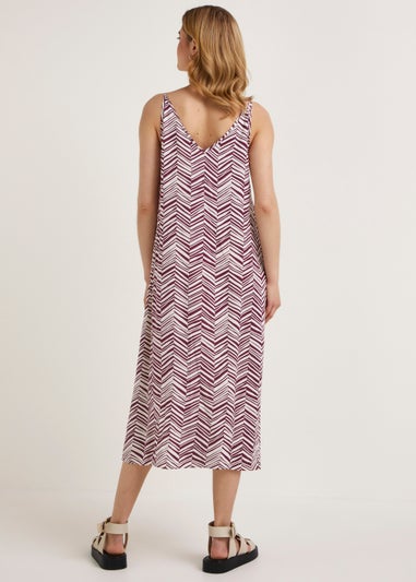 Brown Zigzag Midi Cami Dress