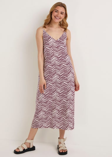 Brown Zigzag Midi Cami Dress