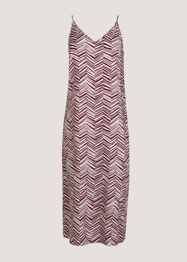 Brown Zigzag Midi Cami Dress