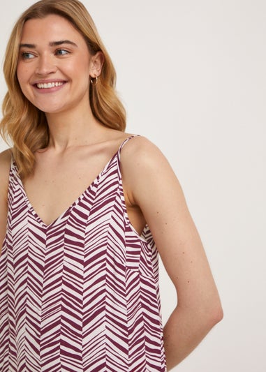 Brown Zigzag Midi Cami Dress
