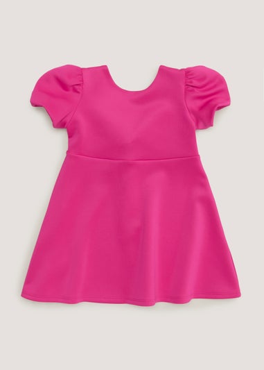 Girls Mini Me Hot Pink Scuba Dress (9mths-6yrs)