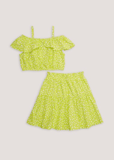 Girls Green Top & Skirt Co-Ord Set (4-13yrs)
