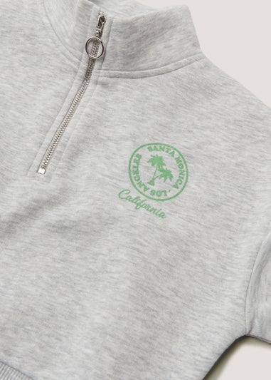 Girls Candy Couture Grey Half Zip Cropped Sweatshirt (9-16yrs)