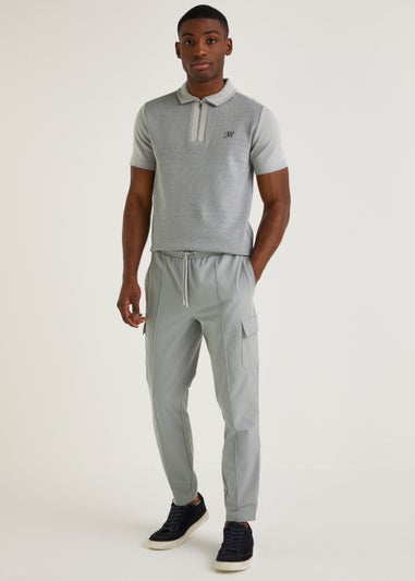 T&W Grey Woven Cargo Joggers
