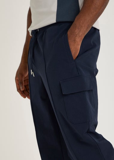 T&W Navy Woven Cargo Joggers