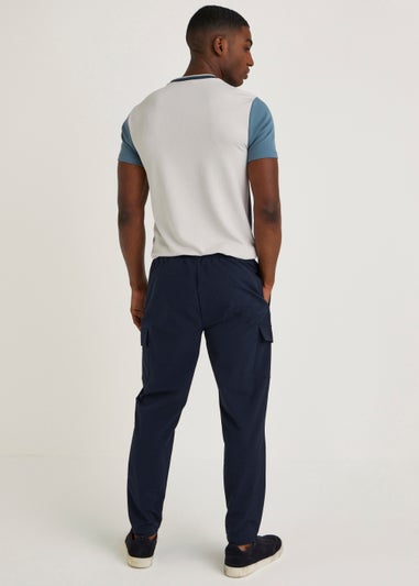 T&W Navy Woven Cargo Joggers