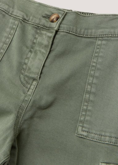 Girls Khaki Cuffed Cargo Trousers (4-13yrs)