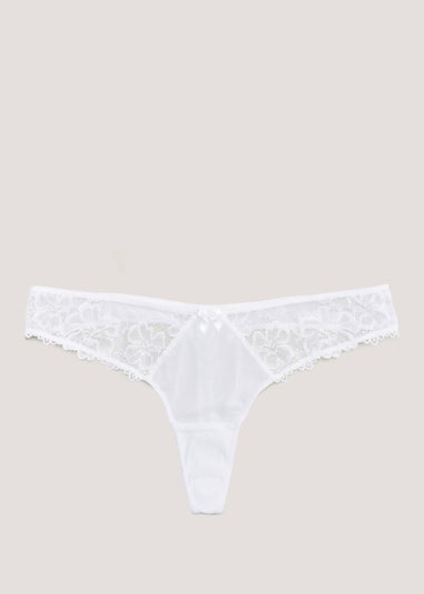 Ivory Rose White Soft Lace V-Front Thong
