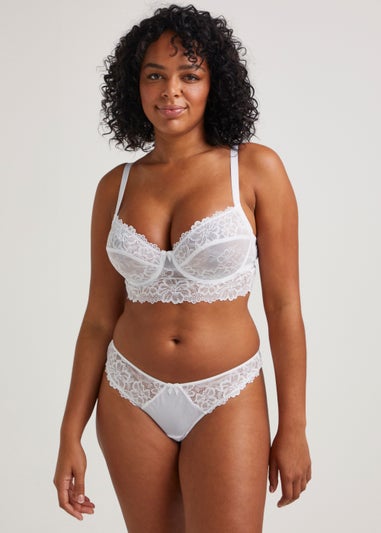Ivory Rose White Soft Lace V-Front Thong