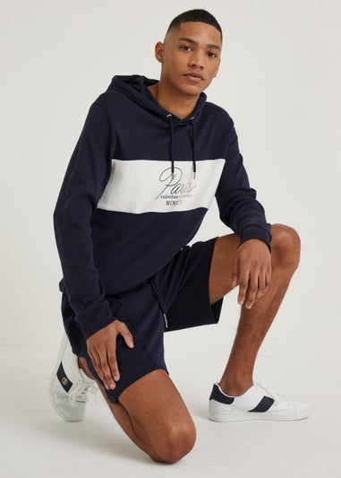 T&W Navy Textured Shorts
