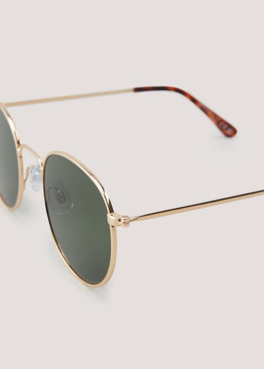 Gold Classic Round Sunglasses