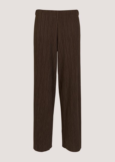 Brown Plisse Co-Ord Trousers