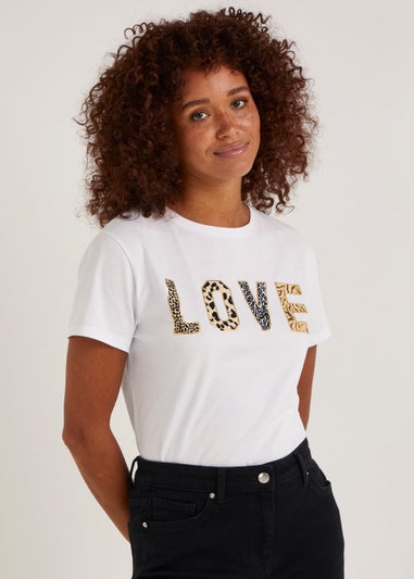 White Love Slogan T-Shirt