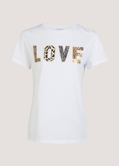 White Love Slogan T-Shirt