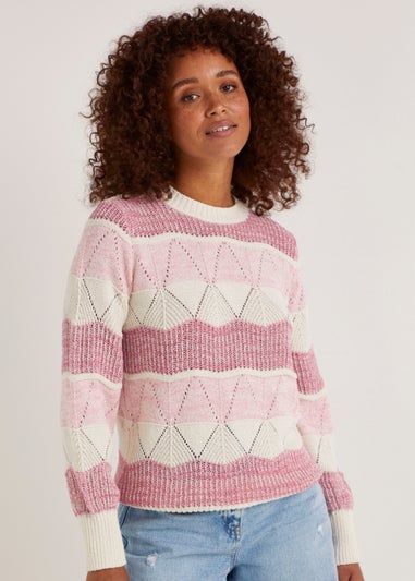 Pink Stripe Stitch Jumper