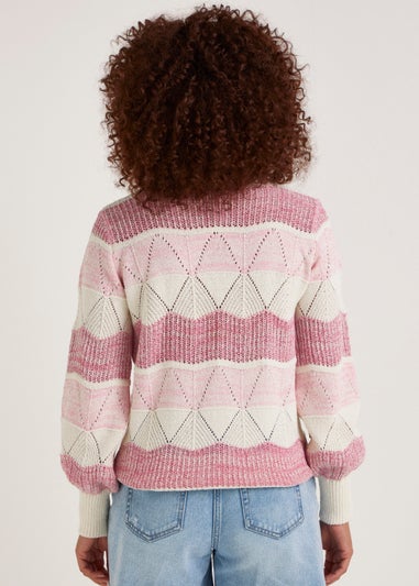 Pink Stripe Stitch Jumper