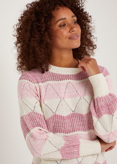 Pink Stripe Stitch Jumper