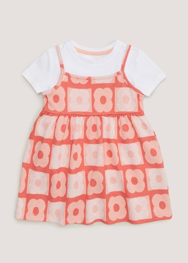 Girls Coral 2 in 1 Jacquard Dress (9mths-6yrs)