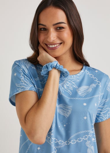 Blue Celestial Short Pyjama & Scrunchie Set